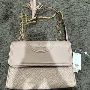 - Tory Burch Pink Quilted Shoulder Bag with Gold Chain